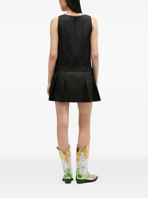 GANNI belted mini dress - Black