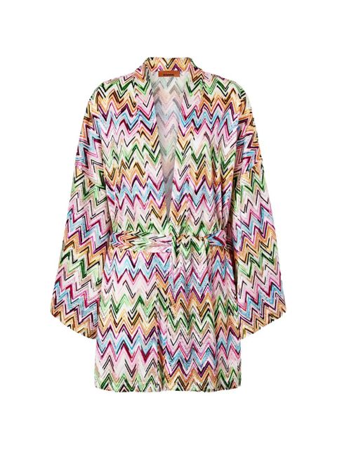 Missoni patterned belted beachwear cover-up - White - zdjęcie produktu nr 1