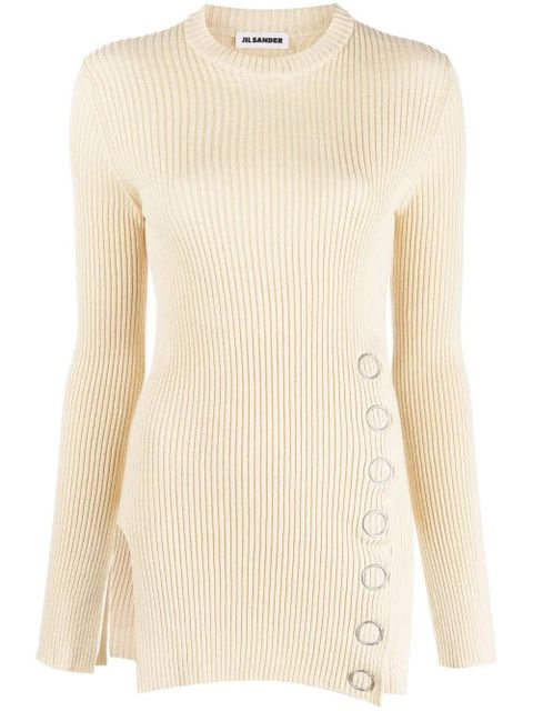 Jil Sander snap-button ribbed top - Neutrals - zdjęcie produktu nr 1