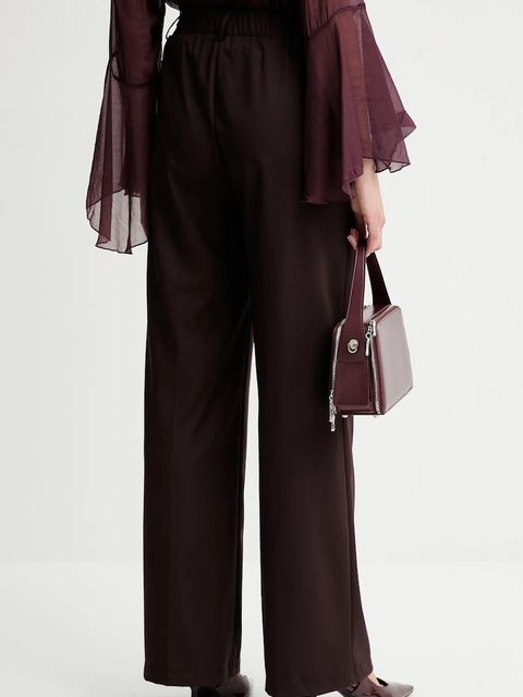 Answear.LAB spodnie damskie kolor bordowy szerokie high waist