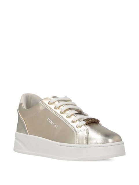 PINKO logo lace-up sneakers - Gold - zdjęcie produktu nr 2