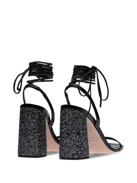 Miu Miu ankle tie-fastening glitter sandals - Black - zdjęcie produktu nr 2