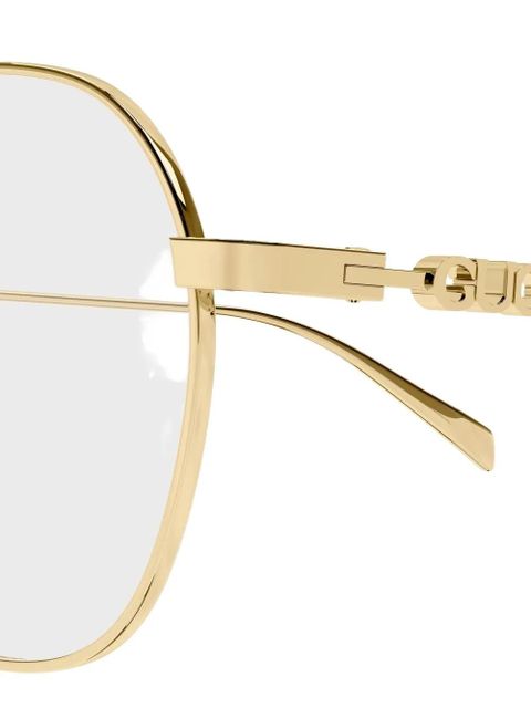 Gucci Eyewear logo round-frame glasses - Gold