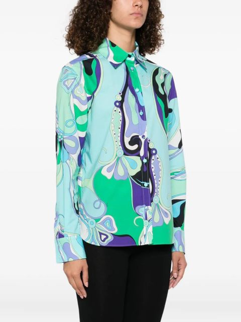 PUCCI abstract-print cotton shirt - Blue