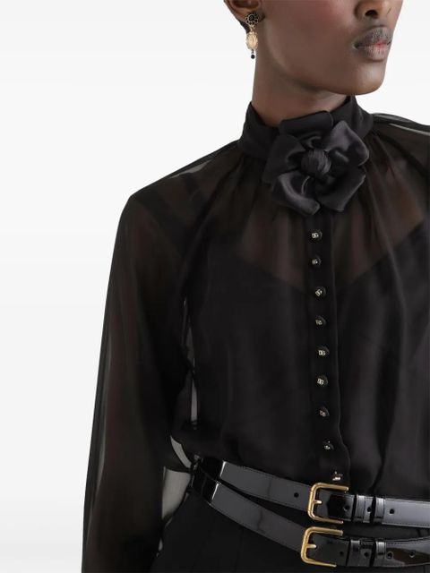 Dolce & Gabbana floral-appliqué shirt - Black