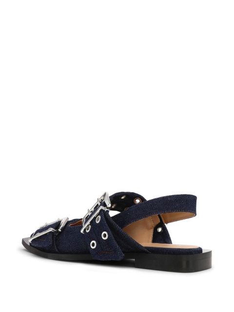GANNI buckle-detail denim ballerina shoes - Blue - zdjęcie produktu nr 2