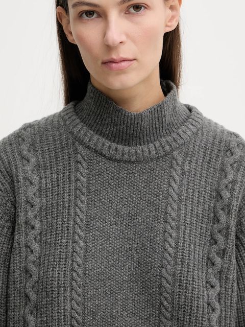 G-Star sweter wełniany 0 damski kolor szary ciepły z golfem D27730.D770