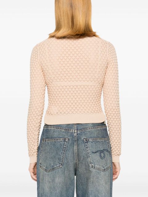 Chloé cropped pointelle-knit jumper - Neutrals