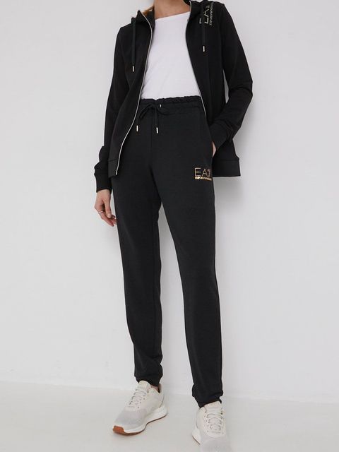 EA7 Emporio Armani spodnie dresowe 8NTP66.TJ9RZ damskie kolor czarny z nadrukiem