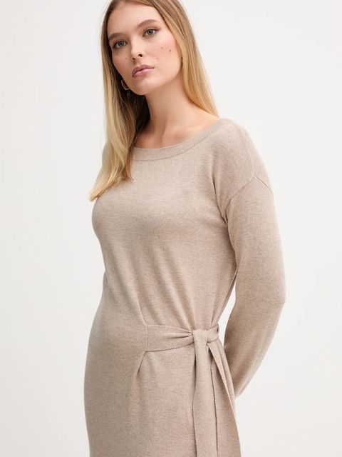 Gaudi sukienka kolor beżowy maxi prosta 521FD13001