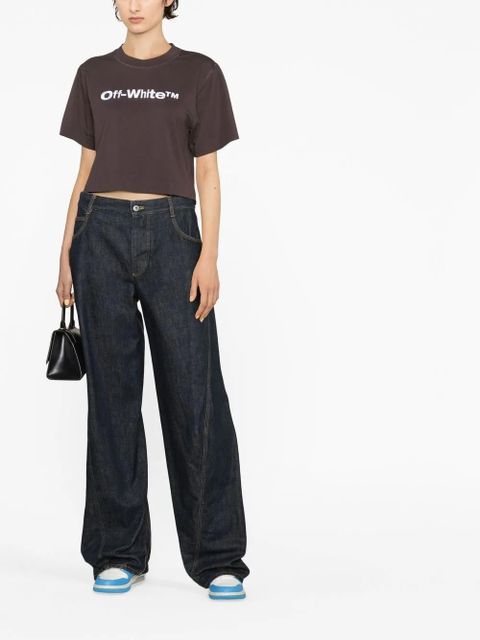 Off-White cropped logo-print T-shirt - Black - zdjęcie produktu nr 2