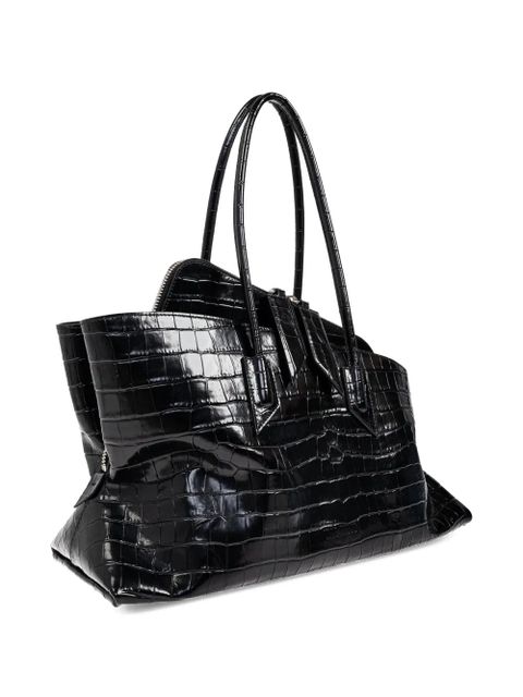 The Attico crocodile-effect tote bag - Black