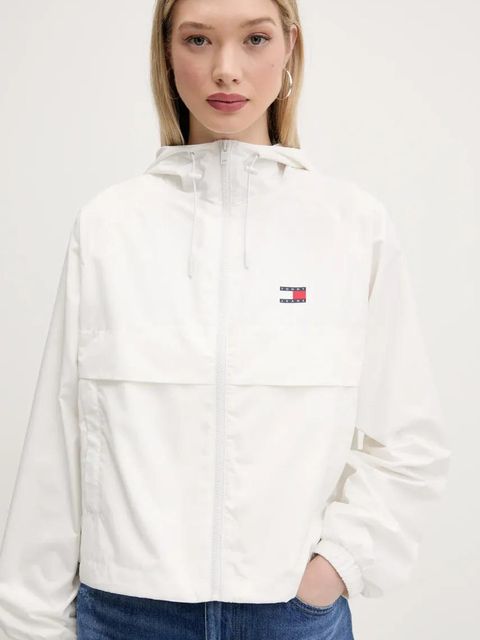 Tommy Jeans kurtka kolor biały przejściowa oversize DW0DW20672