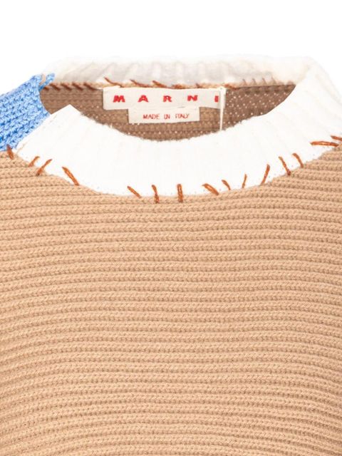Marni asymmetrical knitted crop sweater - Neutrals