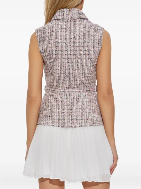 Self-Portrait tweed pleated dress - Pink