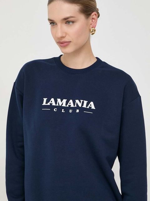 La Mania bluza damska kolor granatowy z nadrukiem