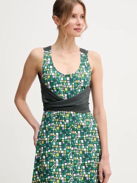 Weekend Max Mara sukienka bawełniana kolor zielony midi rozkloszowana 2515621016600