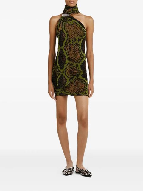 The Attico snake-print halterneck mini dress - Green - zdjęcie produktu nr 2