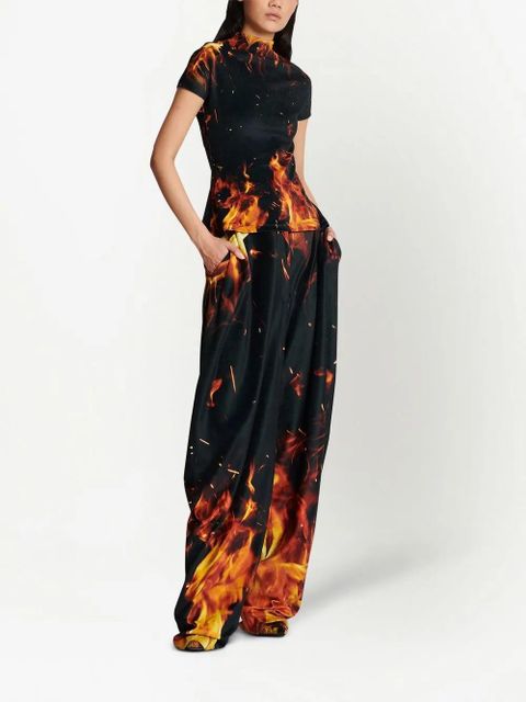 Balmain fire print velvet top - Black - zdjęcie produktu nr 2