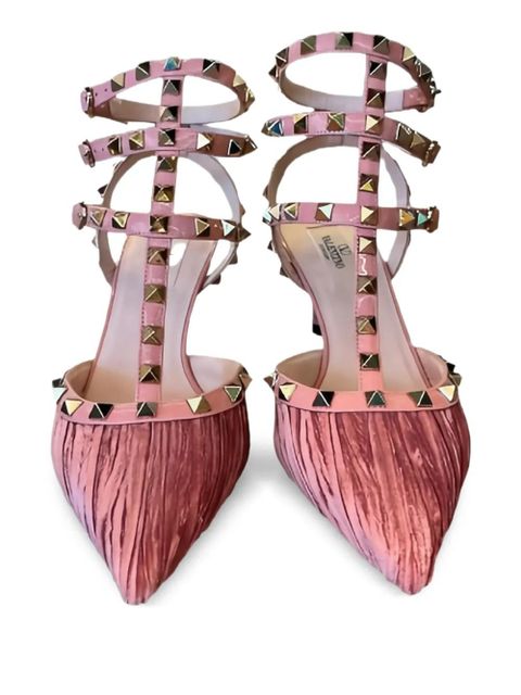 Valentino Garavani 25.5mm Rockstud pleated pumps - Pink