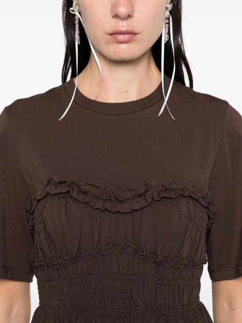Cecilie Bahnsen smocked ruffled top - Brown