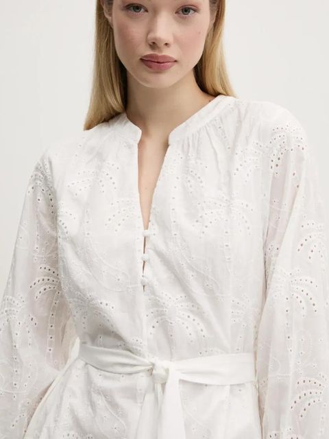 Desigual sukienka bawełniana TOURS kolor biały mini rozkloszowana 25SWVW09