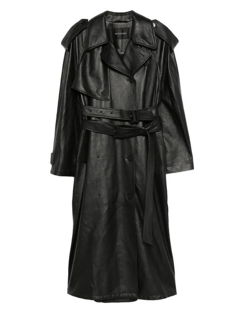 Balenciaga belted leather trench coat - Black - zdjęcie produktu nr 1