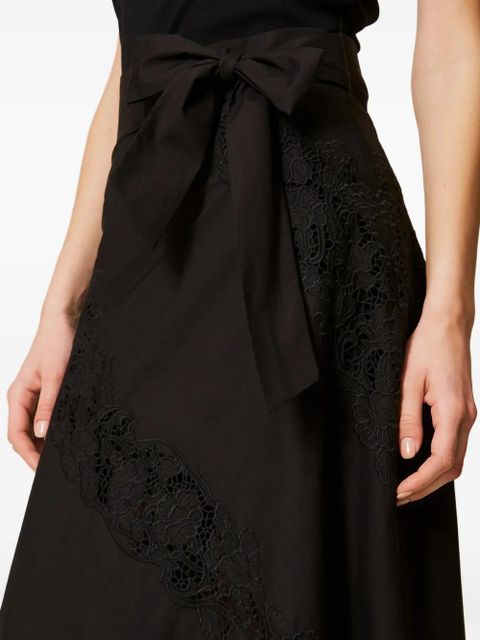 TWINSET lace belted midi skirt - Black