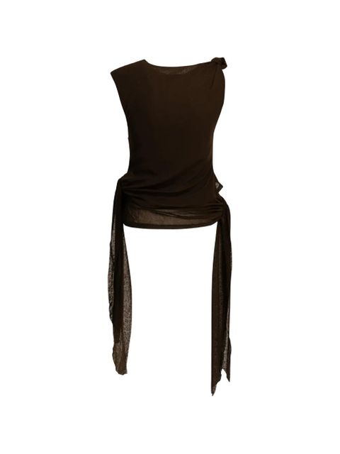 GANNI knot-detail side-tie tank top - Brown - zdjęcie produktu nr 2