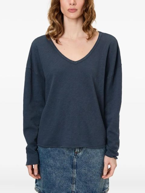American Vintage Sonoma long-sleeve v-neck top - Blue