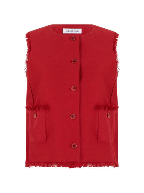 Max Mara frayed-edge button-up gilet - Red - zdjęcie produktu nr 1