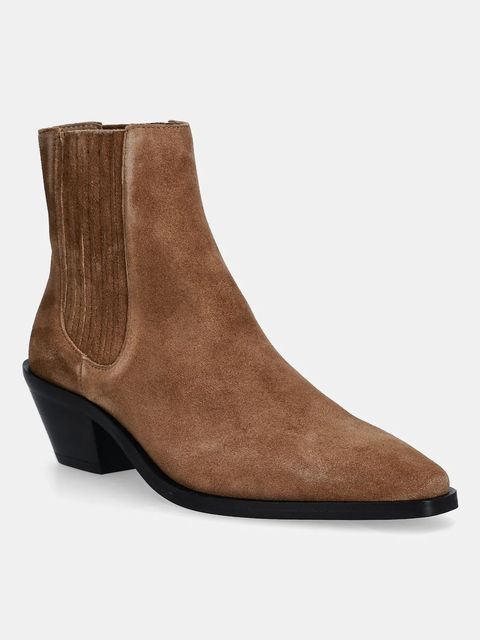 BOSS botki zamszowe Niara damskie kolor brązowy na słupku 50548781 - zdjęcie produktu nr 1