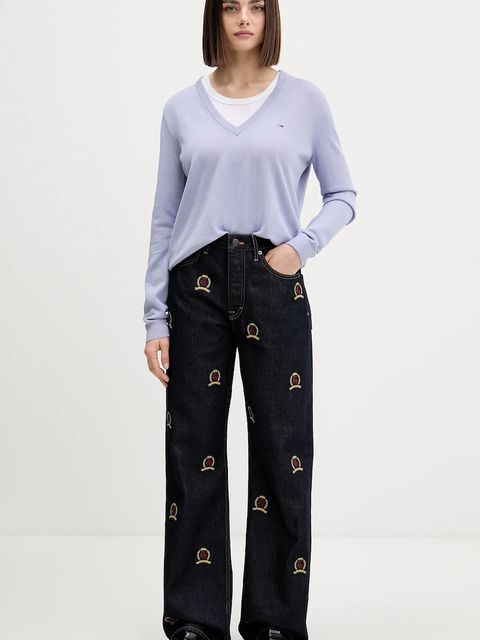 Tommy Jeans sweter bawełniany kolor niebieski lekki DW0DW19888 - zdjęcie produktu nr 2