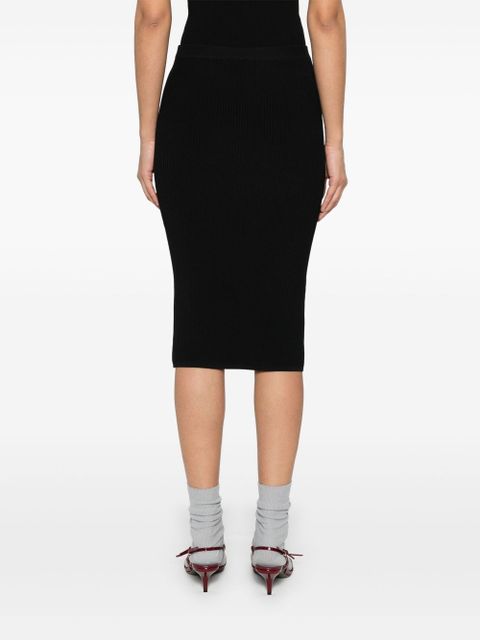 Miu Miu intarsia-logo midi skirt - Black