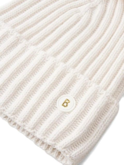 BOGNER Ranya ribbed pompom beanie hat - Neutrals
