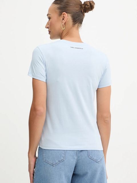 Karl Lagerfeld t-shirt bawełniany damski kolor niebieski B1W17033