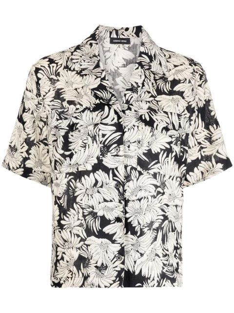 ANINE BING floral-print linen shirt - Black - zdjęcie produktu nr 1
