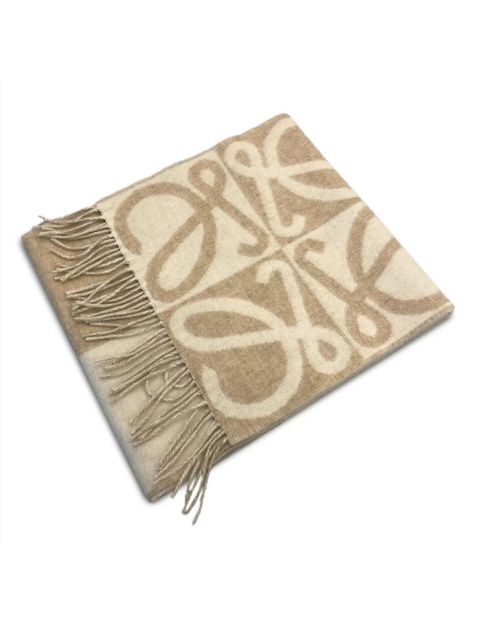 LOEWE anagram-pattern fringed scarf - Neutrals - zdjęcie produktu nr 1