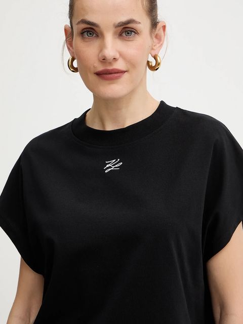 Karl Lagerfeld t-shirt bawełniany damski kolor czarny A4W17039