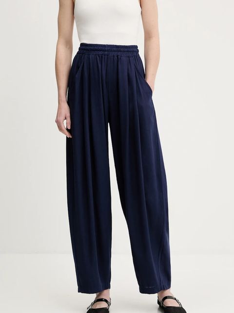 Answear.LAB spodnie z lnem damskie kolor granatowy proste high waist - zdjęcie produktu nr 1