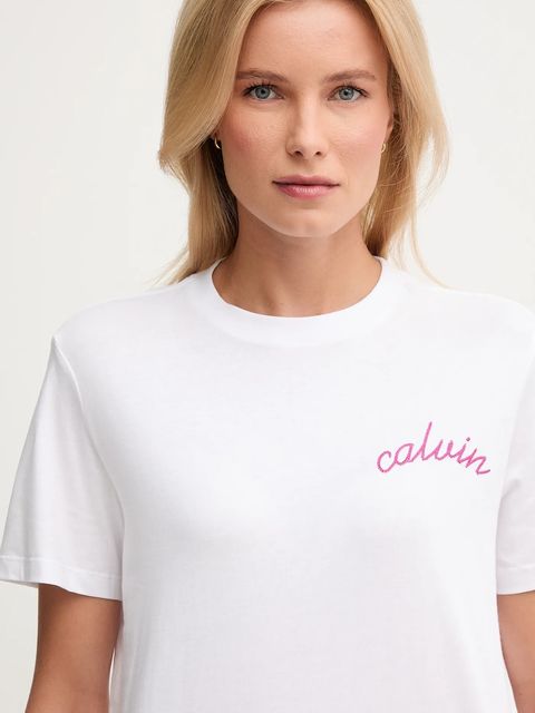 Calvin Klein Jeans t-shirt bawełniany damski kolor biały LV047D882G