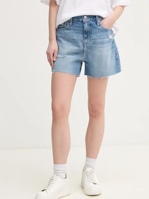 Calvin Klein Jeans szorty damskie kolor niebieski gładkie high waist J20J225159 - zdjęcie produktu nr 1