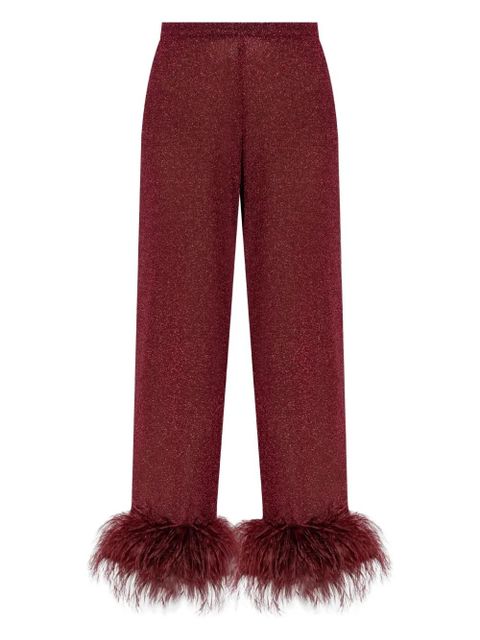 Oséree Plumage feather-trim trousers - Red - zdjęcie produktu nr 1