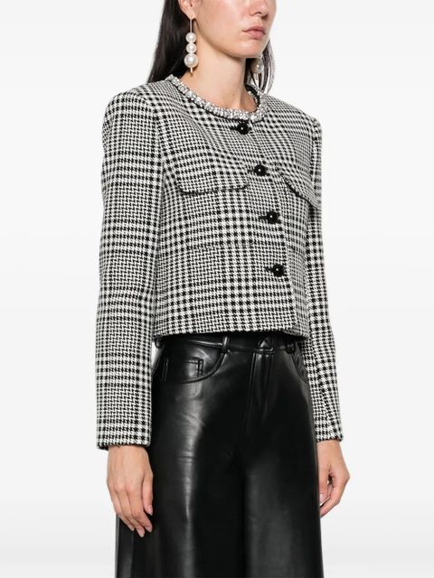 Self-Portrait houndstooth cropped jacket - Black