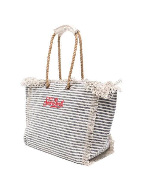 MC2 Saint Barth Beach Bag Patch striped frayed-edge beach bag - Neutrals - zdjęcie produktu nr 2