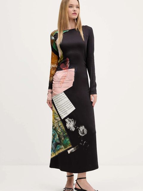 Desigual sukienka PATCH FIONA kolor czarny maxi rozkloszowana 25WWVW08 - zdjęcie produktu nr 1