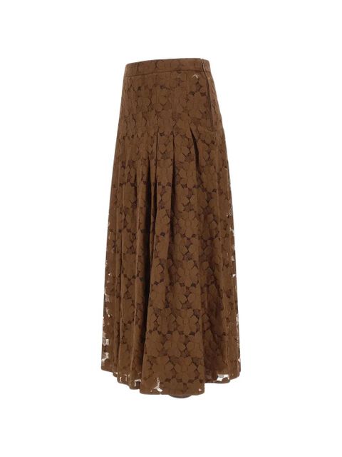 Max Mara floral-lace midi skirt - Brown