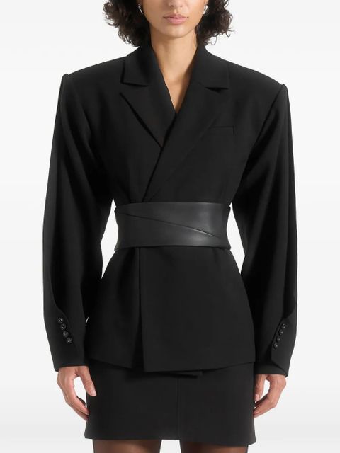 Manière De Voir Marie twist sleeve belted blazer - Black