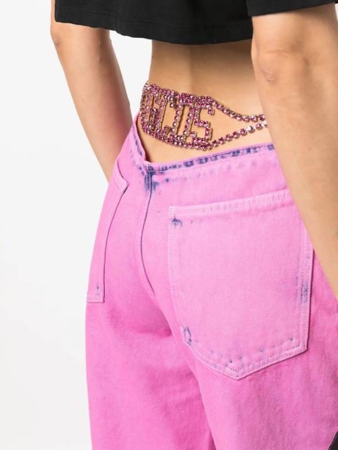 GCDS Bling logo-embellishment jeans - Pink