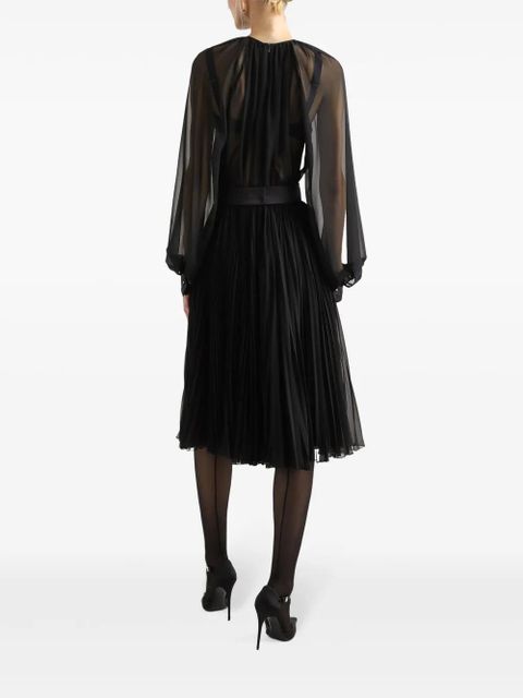 Dolce & Gabbana floral-appliqué midi dress - Black